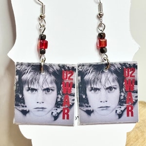 U2 War Album Cover Earrings, Vinyl Record Cover Earrings, Gifts for Her, 80s Music, Retro Earrings, Vintage Record Earrings, Vintage Album