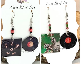 Queen Band Album Earrings, Record Earrings, Vinyl Earrings, Album Cover Earrings, Novelty Earrings Handmade Jewelry, Unique Jewelry Gifts