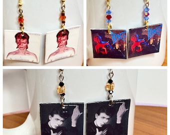 David Bowie Album Cover Earrings, Record Earrings Album Earrings Vinyl Earrings, Unique Gift Women, Retro Novelty Earrings 60s 70s 80s