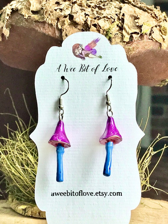 Mushroom Earrings, Mushroom Jewelry, Cottagecore Earrings, Handmade Jewelry Gifts for Women, Minimalist Earrings, Mushroom Pendant Earrings