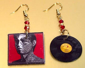 Rolling Stones Album Earrings, Record Earrings, Vinyl Earrings, Album Cover Earrings, Novelty Earrings Handmade Jewelry,Unique Jewelry Gifts