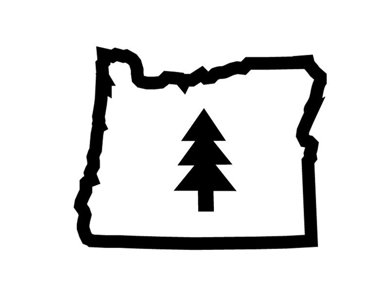 Oregon Outline with Simple Triangle Tree inside vinyl sticker | Etsy