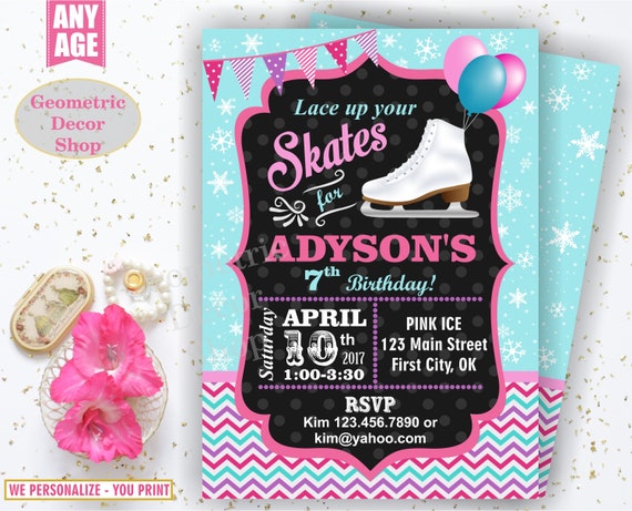 Ice Skating Birthday Invitation Printable Party Ice Skate | Etsy