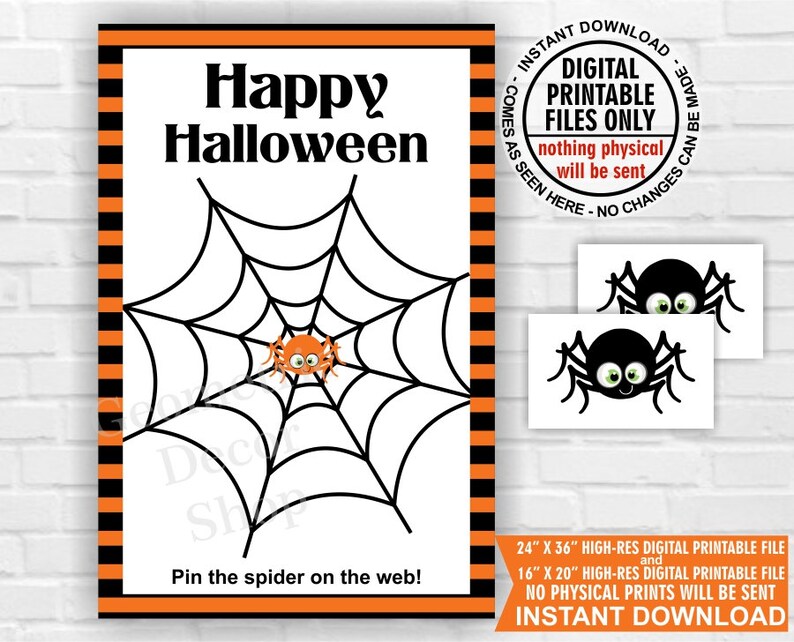 Pin the Spider on the  / Halloween / party game / DIY / Etsy