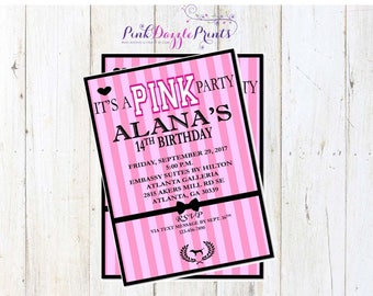 victoria secret pink party invitations etsy