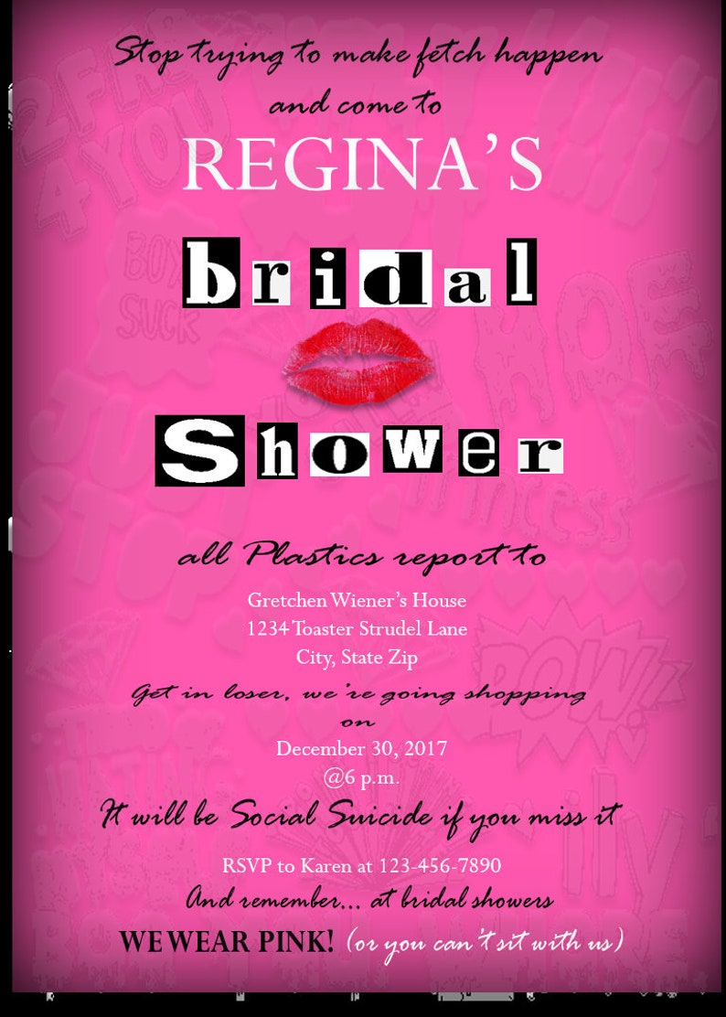 Printable Mean Girls Inspired Birthday Invitation Etsy