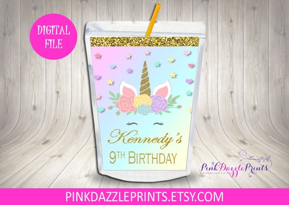 Unicorn Capri Suns- Unicorn Party- Unicorn Party Favors- Unicorn Juice Pouch- Digital File Il_570xn