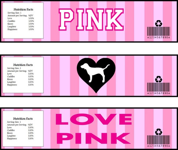 Victoria's Secret Inspired Water Bottle Labels- Digital File ONLY- Instant download Il_570xn