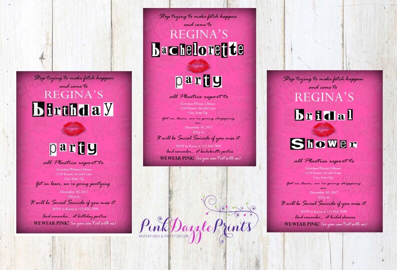 Printable Mean Girls Inspired Birthday Invitation Bachelorette Party Bridal Shower Burn Book Invite Digital File