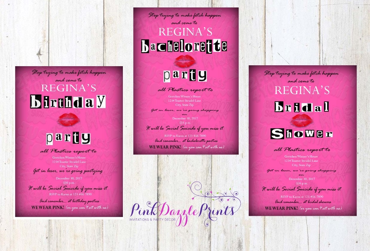 Printable Mean Girls Inspired Birthday Invitation- Bachelorette Party…