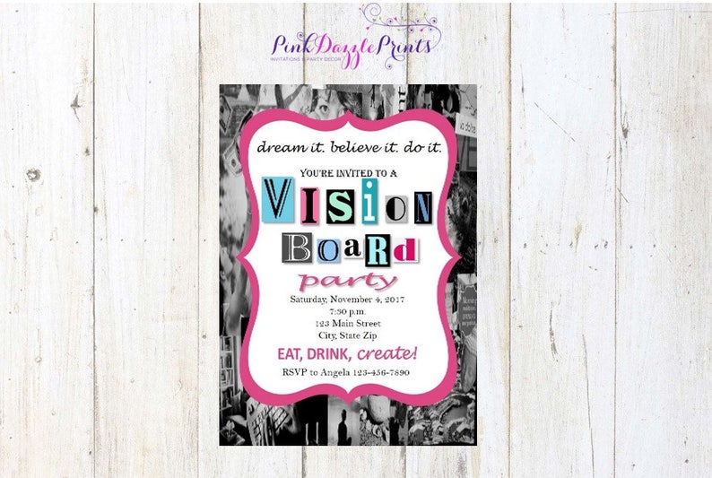 vision board party invitation Vision board party invitation template ...