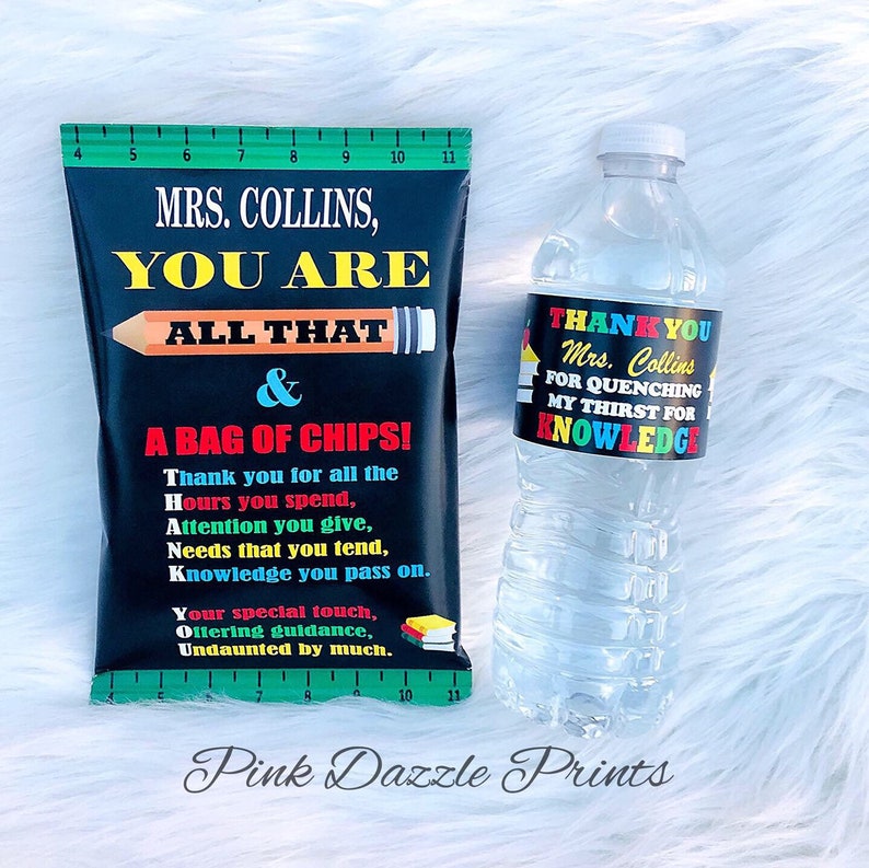 Personalized Teacher Appreciation Water Bottle Labelsend of Etsy