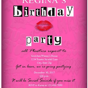 Printable Mean Girls Inspired Birthday Invitation - Etsy