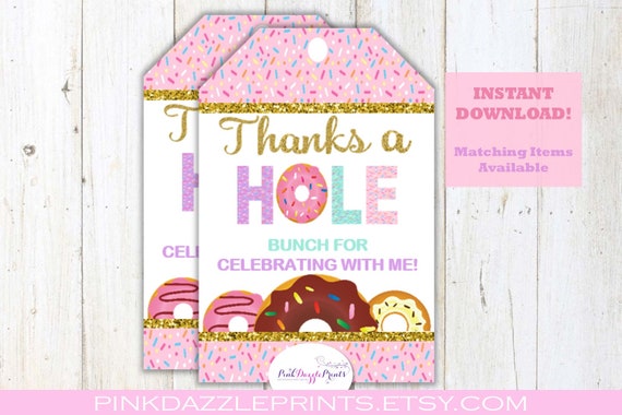 Donut Favor Tags- Donut Party Favor Tags- Donut Gift Tag- Donut Grow Up Party Favor Tag Il_570xn