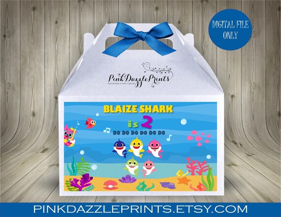 Baby Shark Gable Box Labels- Baby Shark Favor Box Labels- Baby Shark Party- Digital File ONLY Il_570xn