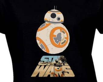 Womens T-shirt Bb8 Droid Star Wars The Force Awakens Black