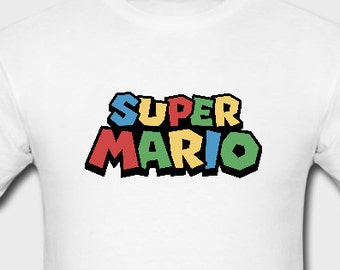 Short-Sleeve Unisex Mens T-shirt Super Mario Brothers Retro Nintendo White