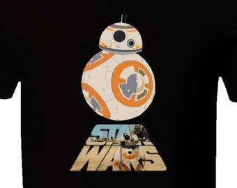 Short-Sleeve Unisex Mens T-shirt Bb8 Droid Star Wars The Force Awakens Black