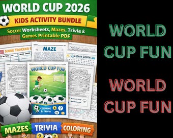 World Soccer Cup 2026 Kids Activity Pack| Soccer Mazes| Trivia, Games (Ages 4-8)