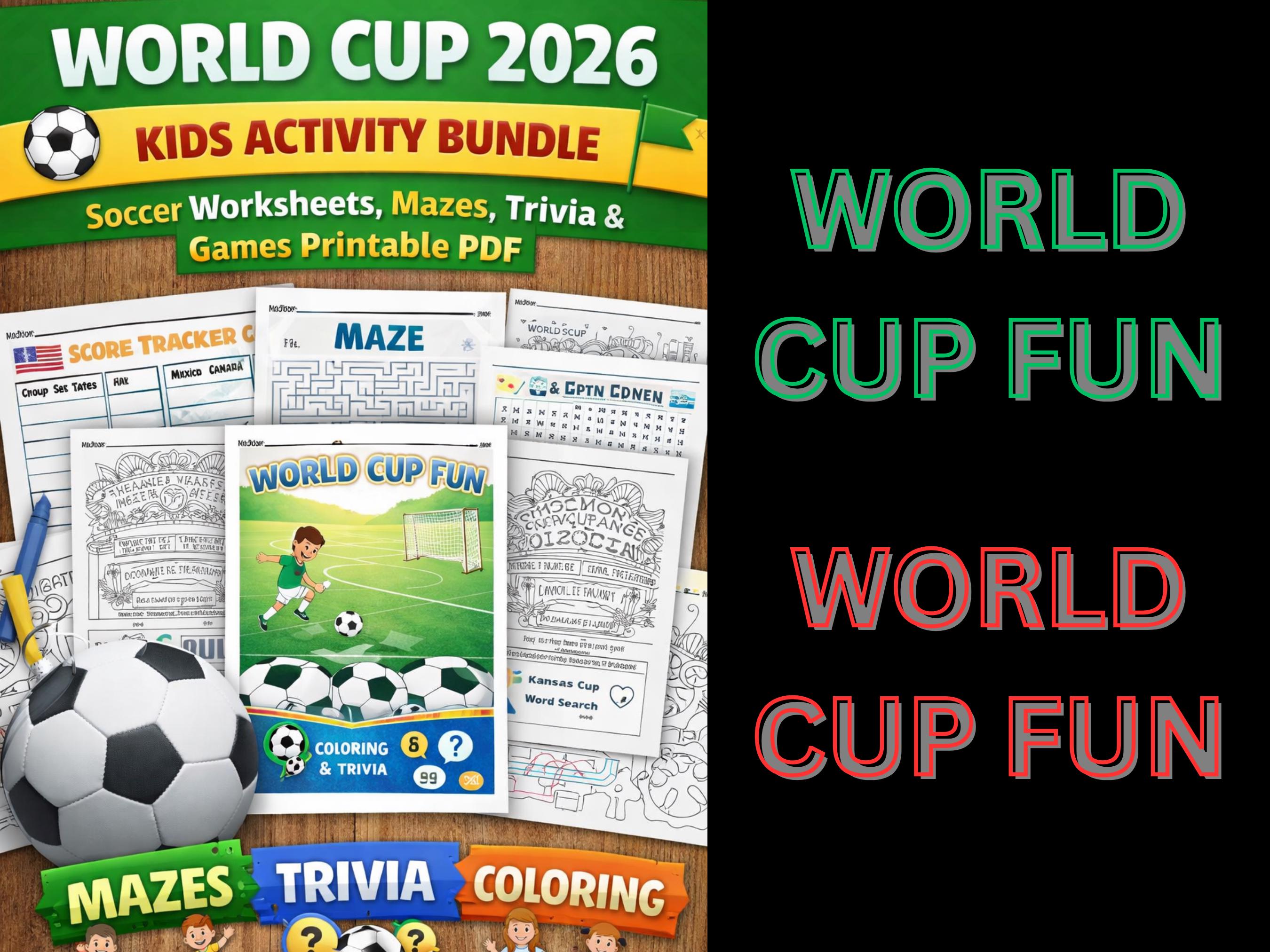 World Soccer Cup 2026 Kids Activity Pack| Soccer Mazes| Trivia
