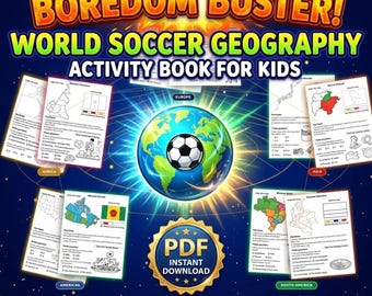 Coppa del Mondo di Calcio 2026: un passatempo per bambini a base di calcio - Pagine da colorare e curiosità sul calcio - Download digitale immediato