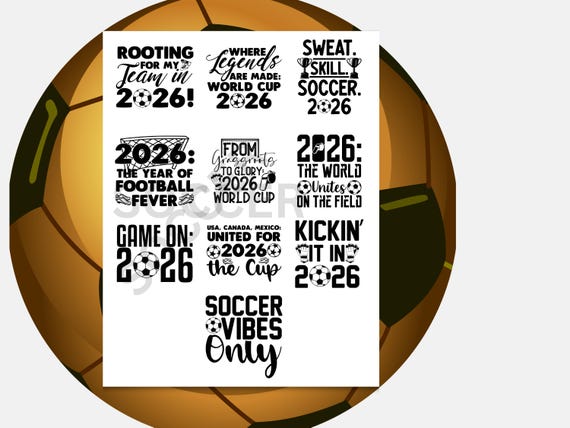 World Cup 2026 Soccer SVG Bundle | Football Quotes PNG Clipart (Digital Download)