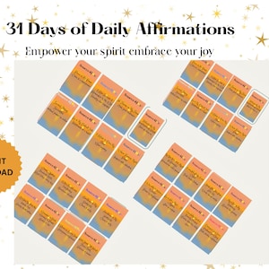 Cartões de afirmação para mulheres para impressão de 31 dias, conjunto de cartões motivacionais diários, cartões de mentalidade positiva, cartão de presente de afirmação de empoderamento para mulheres