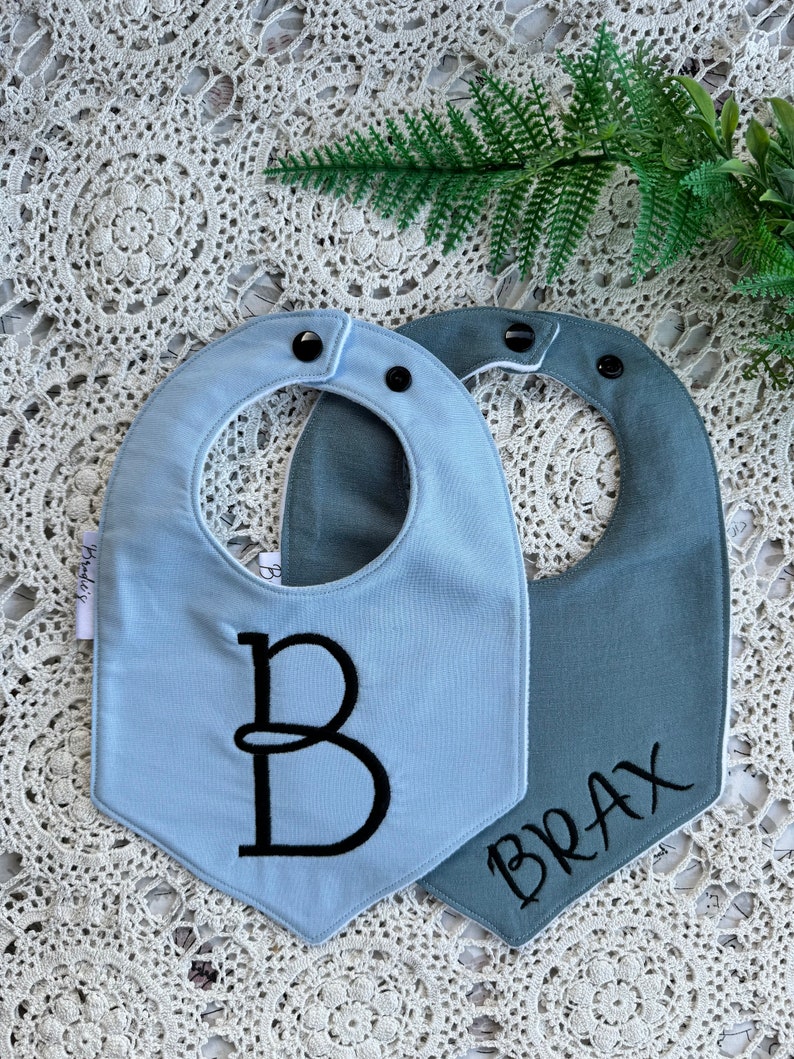 Baby boy embroidered bib set image 1