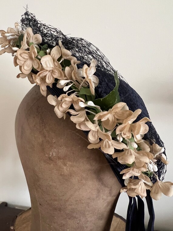 1930s 1940s picture tilt straw hat with flowers - image 9