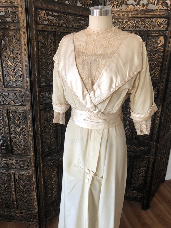 1910 Edwardian Silk Wedding Dress 