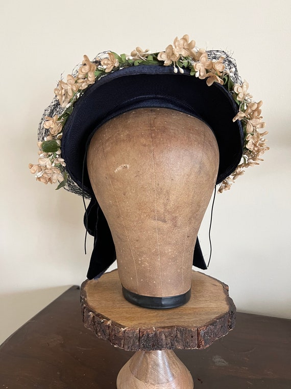 1930s 1940s picture tilt straw hat with flowers - image 2