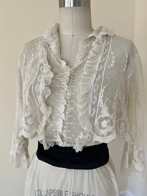 Antique 1910s Edwardian net cotton lawn dress - image 5