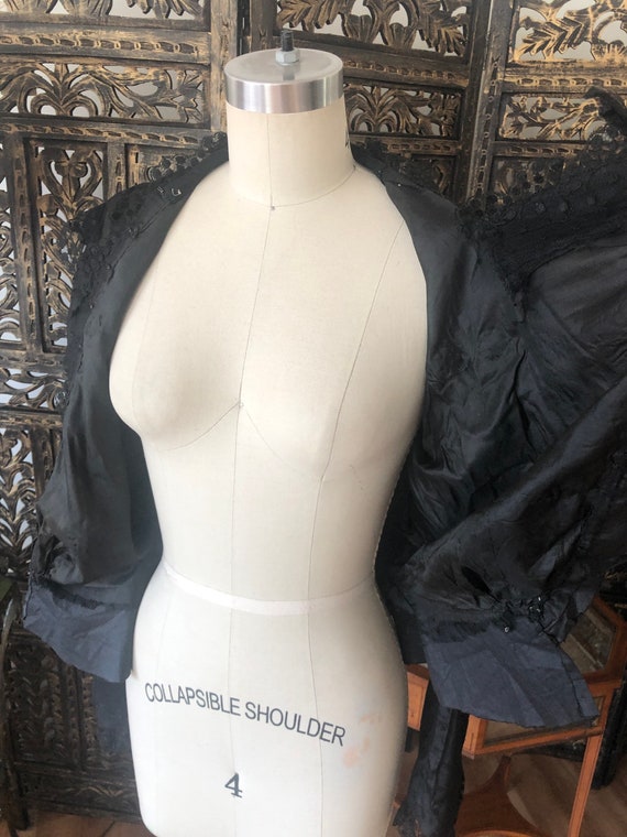 Edwardian silk bodice top blouse black. - image 9
