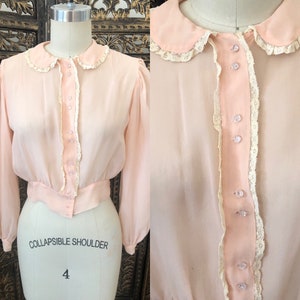 1930s vintage silk chiffon blouse image 1