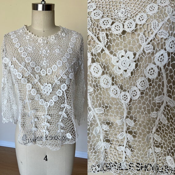Vintage stretchy crochet blouse... size small/ medium
