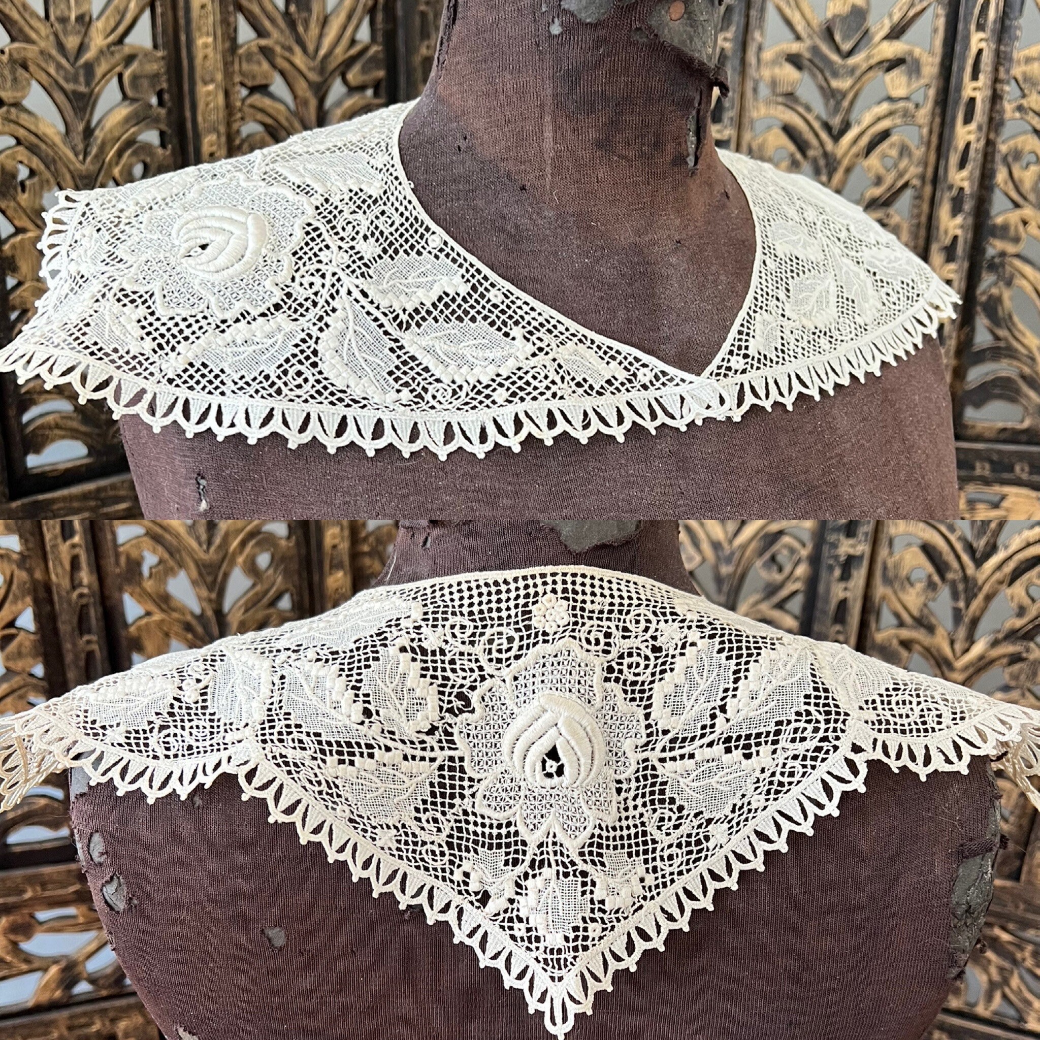 Antique Edwardian lace collar.  Machine made