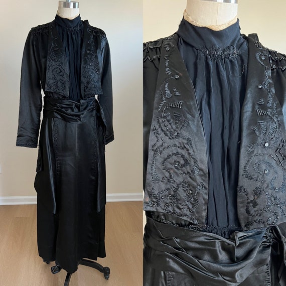 RARE Volup sized 1910s silk satin walking suit - image 1