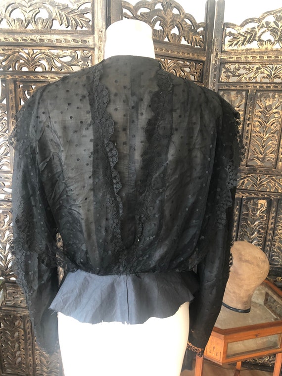Edwardian silk bodice top blouse black. - image 2