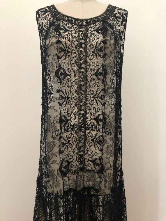 1920s lame and lace black dress. - image 4