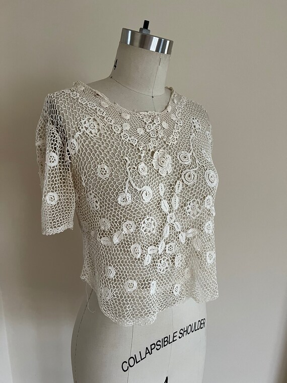 Original handmade Irish crochet blouse ; as is - image 2