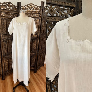 Antique Edwardian hand sewn nightgown. white