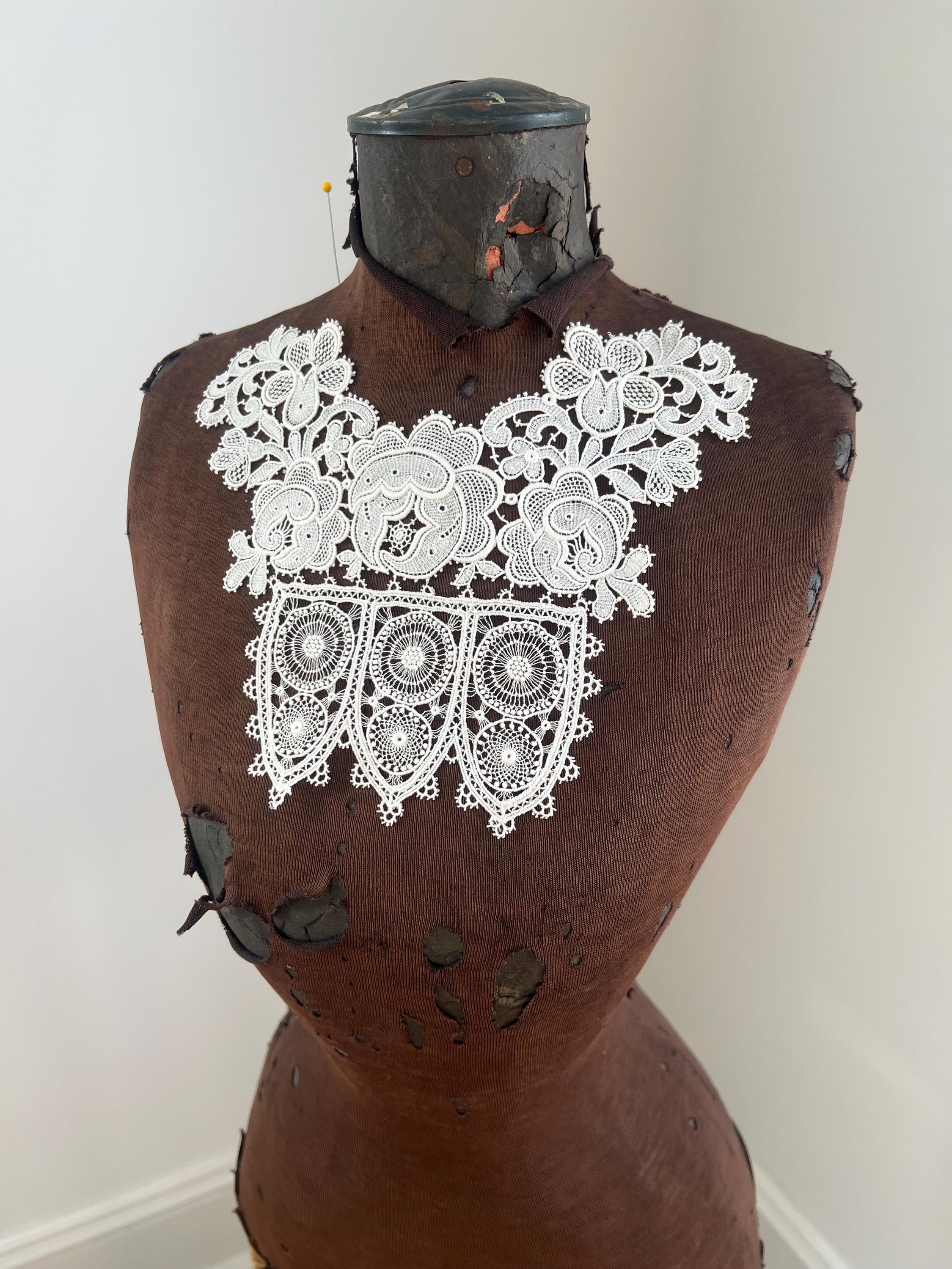 RESERVED ONLY for C. antique edwardian machine made lace piece. collar? cotton
