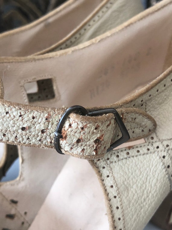 1930s Antique leather shoes. t strap   Pumps. Hee… - image 7