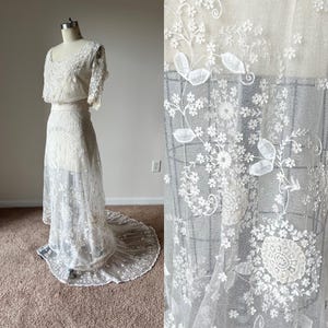 chinese dress ladies Antique Tambour Lace Gown