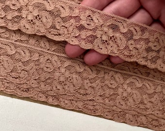 Vintage 1930s 1940s  cotton lingerie lace rich brown/ mocha