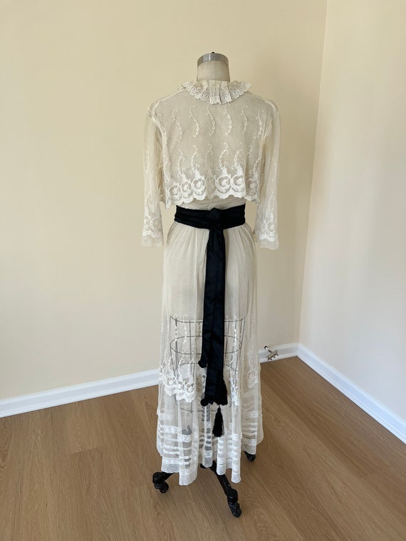 Antique 1910s Edwardian net cotton lawn dress - image 3