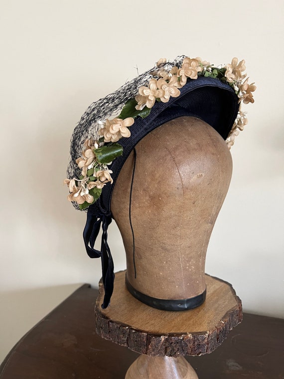 1930s 1940s picture tilt straw hat with flowers - image 7