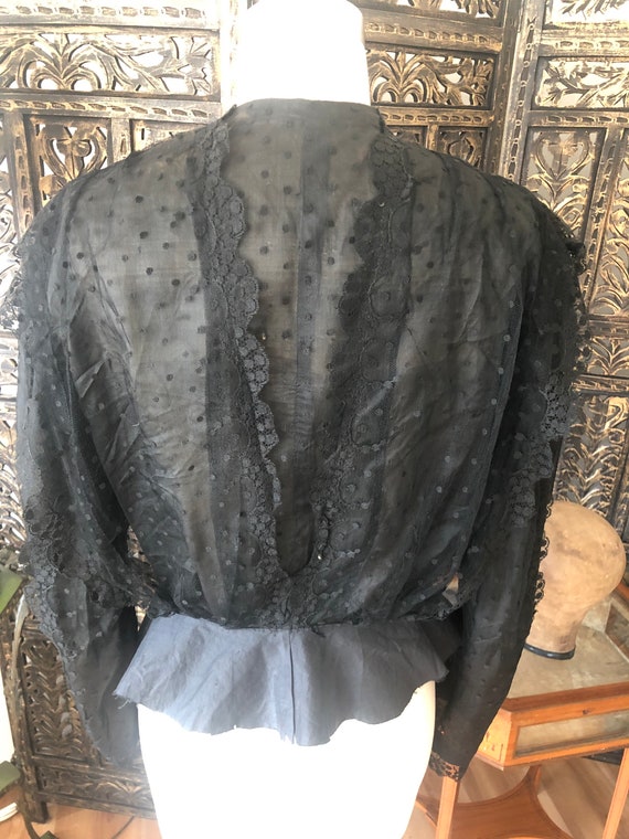 Edwardian silk bodice top blouse black. - image 7