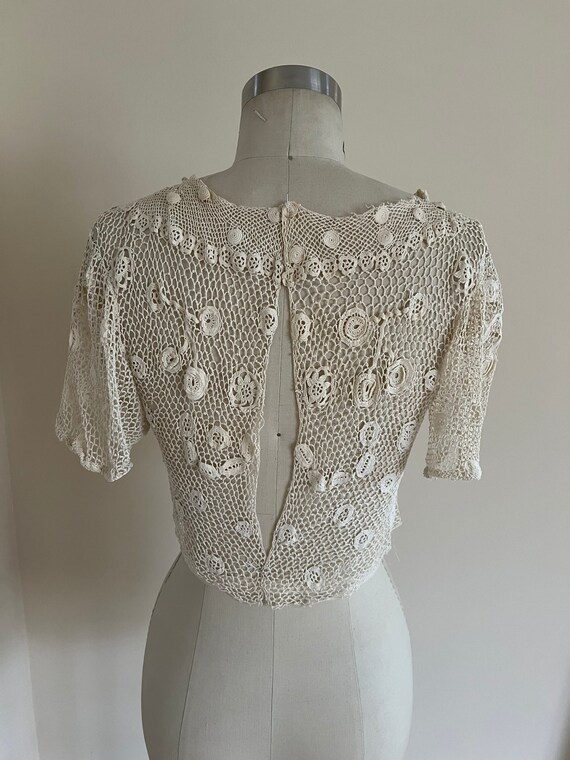 Original handmade Irish crochet blouse ; as is - image 5