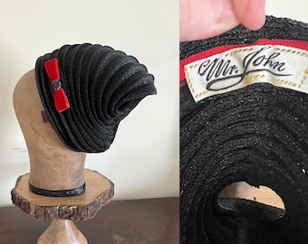 Vintage Mr. John Olive Wool Felt Studded Hat Avant Garde Art-to-Wear Sz S 7-3/8 Vintage Mr. John Olive Wool Felt Studded Hat Avant Garde Art  main image 4